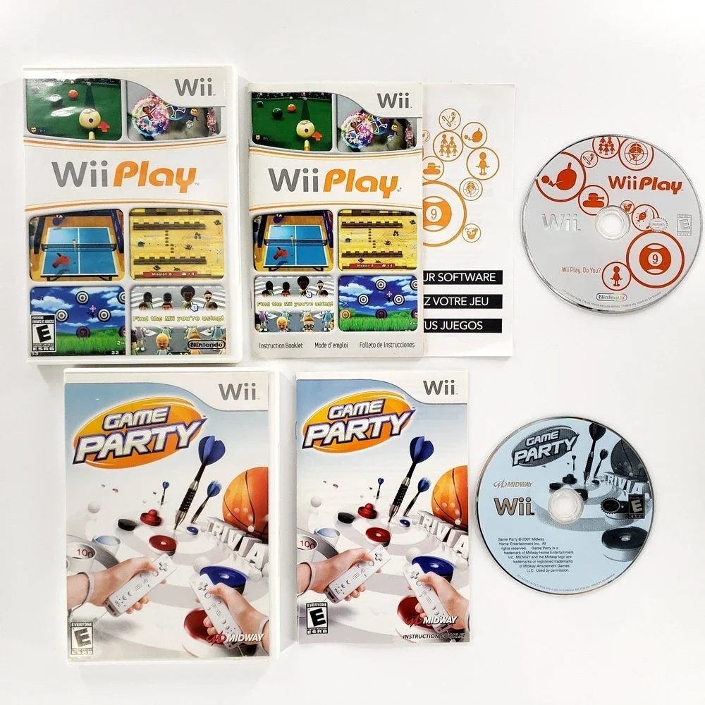 Wii Play & Game Party Nintendo Wii Complete Tested & Works